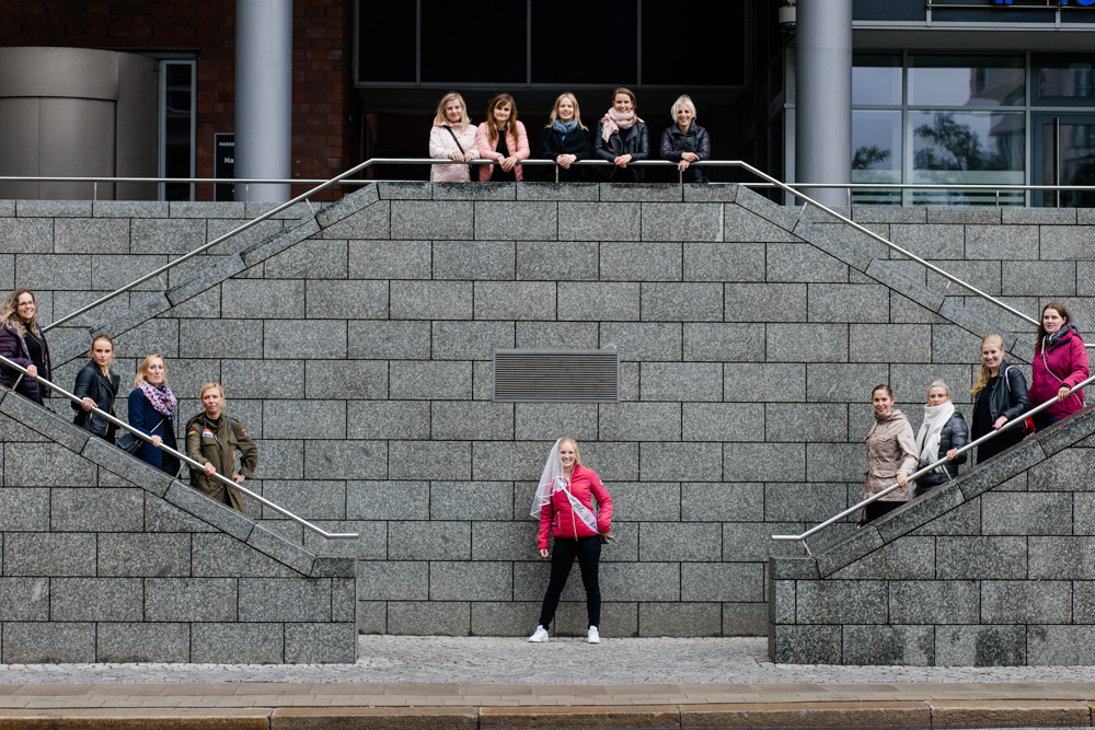 JGA-Shooting in der Speicherstadt und Hafencity Hamburg im Regen